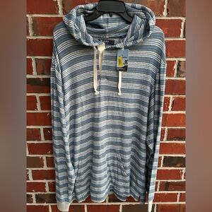NWT Cremieux The Hamptons XXL Terry Cloth Navy White Yellow Striped Hoodie T1